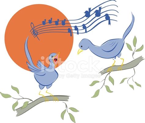 Cartoon Birds Bluebirds Singing IN The Morning Stock ...