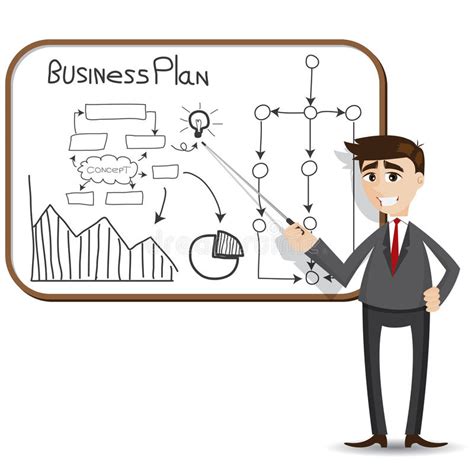 Cartoon Businessman Presentation With Business Plan Stock ...