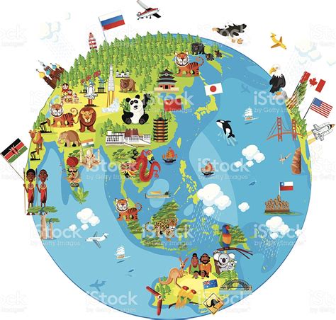 Cartoon Map Of World Stock Vector Art & More Images of ...