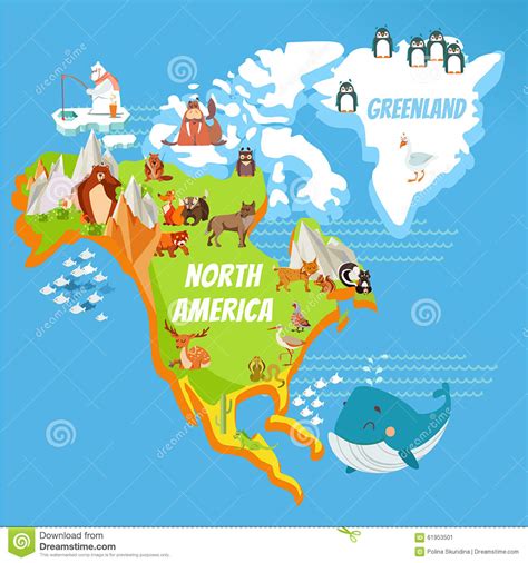 Cartoon North America Continent Map Stock Vector   Image ...