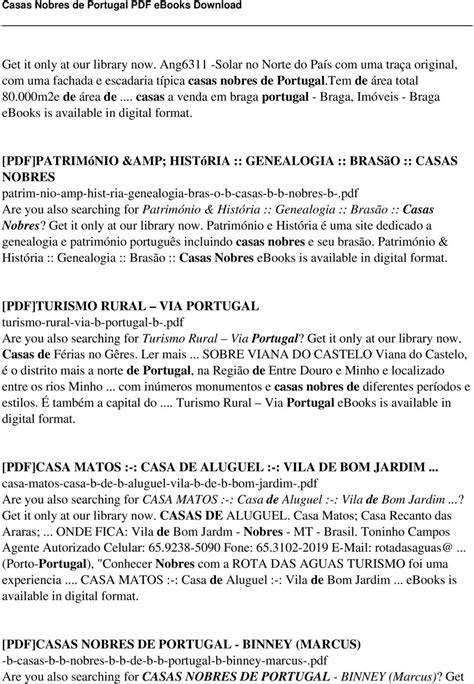 Casas Nobres de Portugal PDF   PDF