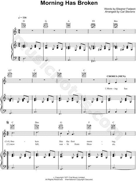 Cat Stevens  Morning Has Broken  Sheet Music in C Major ...