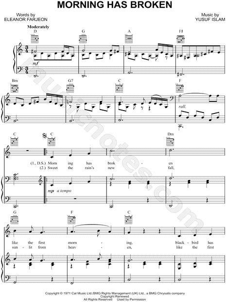 Cat Stevens  Morning Has Broken  Sheet Music in C Major ...