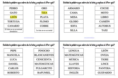 Categorización y conciencia semántica Señala la palabra ...