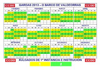 CCOO de Xustiza: Calendario de gardas 2013. Provincia de ...