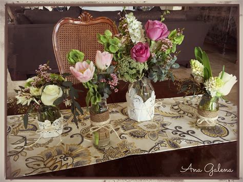 Centro de mesa en frascos estilo vintage | Ana Galena