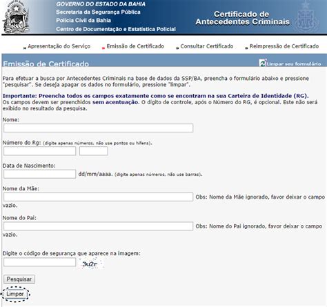 Certidão de Antecedentes Criminais na Bahia pela internet
