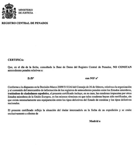 Certificado de Antecedentes Penales español. Nuevo modelo ...