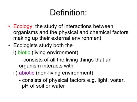 Chapter 21 Ecology Lesson 1   Biotic and abiotic factors