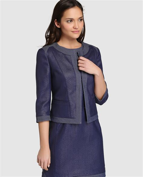 Chaqueta corta de mujer talla petite Zendra Petite en azul ...