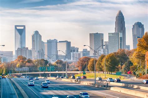 Charlotte North Carolina Skyline During Autumn Season At ...