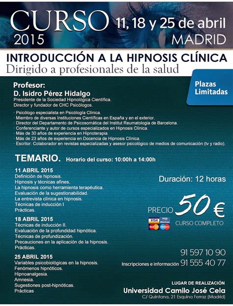 CHC  PSICOLOGOS MADRID : CURSO INTRODUCTORIO A LA HIPNOSIS ...