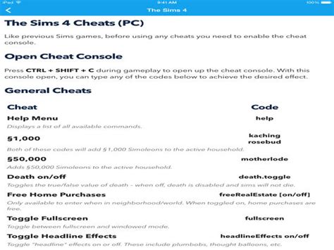 Cheats for The Sims Free   Codes for Sims 4 3   AppRecs