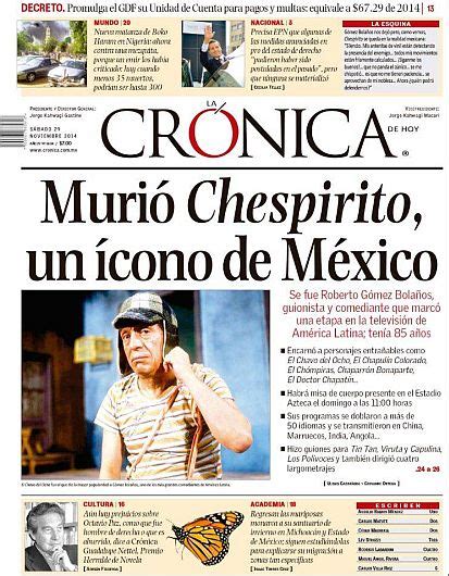 Chespirito : Su muerte en diarios de Latinoamérica ...