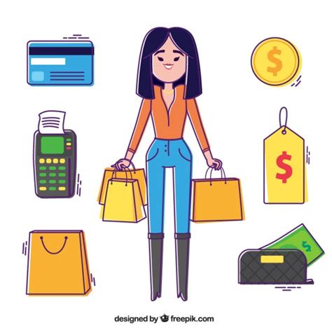 Chica adicta a las compras | Descargar Vectores gratis