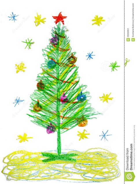 Children Drawing Christmas Tree Stock Illustration ...