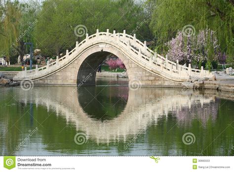 Chinese Arch Bridge In Lake Stock Image   Image of ...