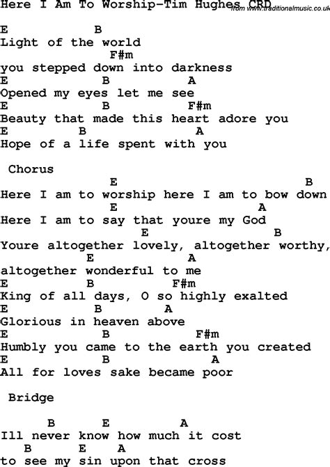 Christian Chlidrens Song Here I Am To Worship Tim Hughes ...