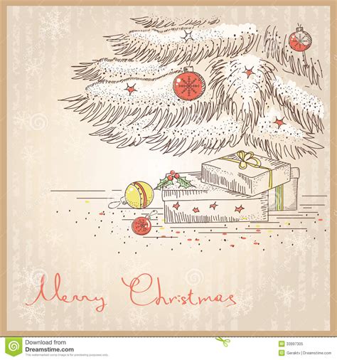 Christmas Card With Gifts And Presents.Vector Draw Stock ...