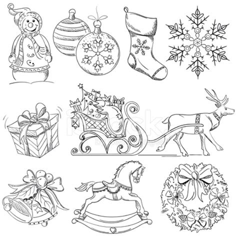 Christmas Design Elements Drawings Stock Vector ...