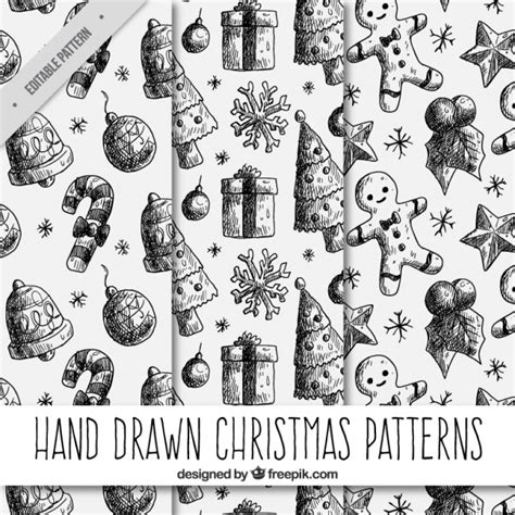 Christmas drawings patterns Vector | Free Download