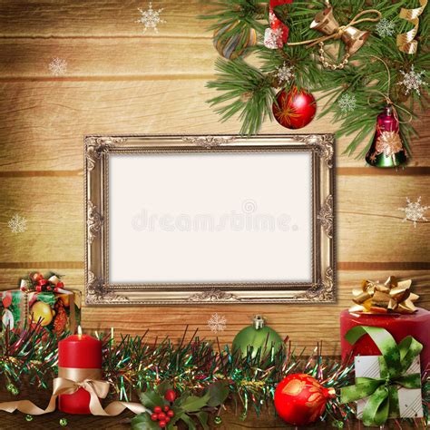 Christmas Greeting Card With Frames For A Family Stock ...