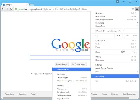 Chrome:  Create Application Shortcuts  changed to  Add to ...