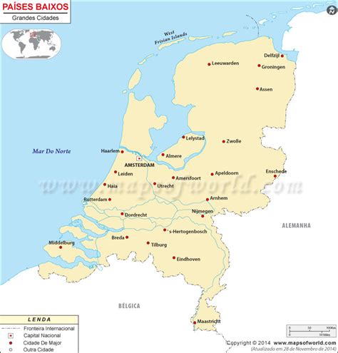 Cidades em Holanda, Mapa dos Países Baixos Cidades