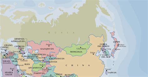 Ciencias Sociales : Mapa político de Asia. Países y capitales