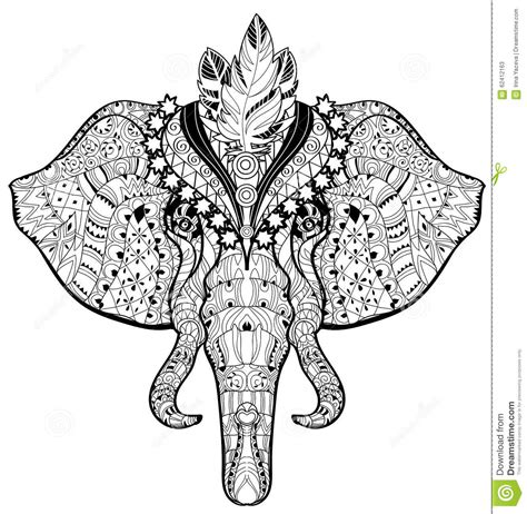 Circus Elephant Head Doodle On White Sketch. Stock Vector ...
