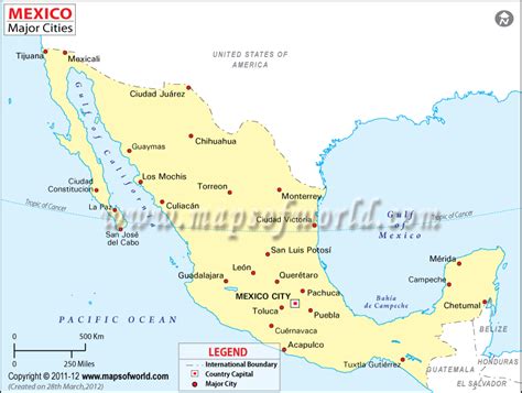 Cities in Mexico Map  Mexico Ciudades     Maps of World