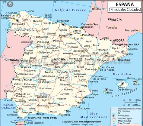 Ciudades de España | Mapa de España Ciudades