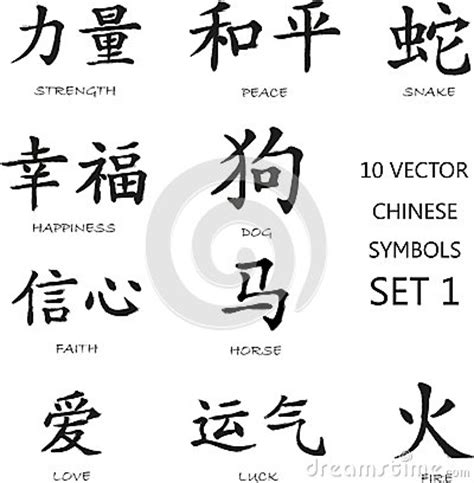 Classic Chinese Ink Painted Symbols Set 1. Stock Vector ...