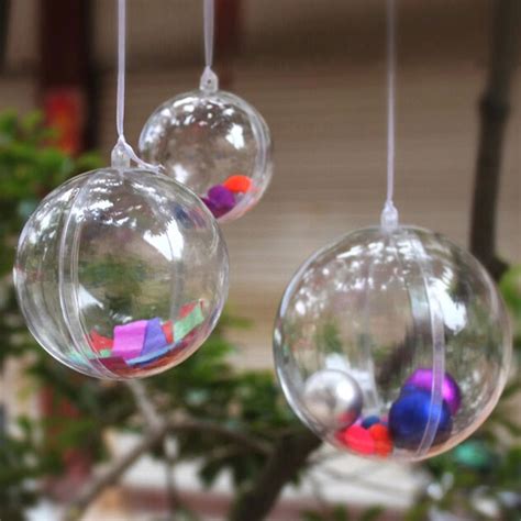 Clear Plastic Fillable Ball Ornaments Christmas Favor ...