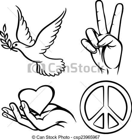 Clip Art de vectores de paz, símbolos, dos, pulgares ...
