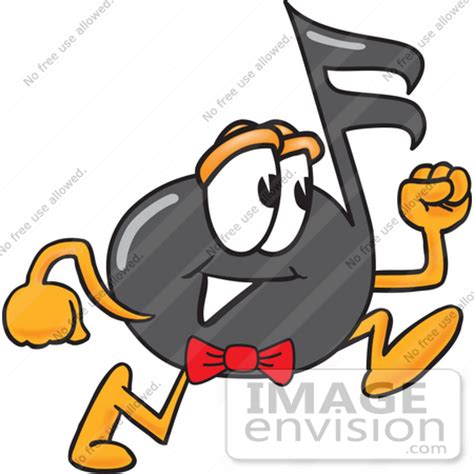 Clip Art Graphic of a Semiquaver Music Note Mascot Cartoon ...