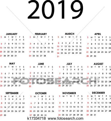 Clipart   calendário, 2019 k17334718   Busca de Clip Art ...