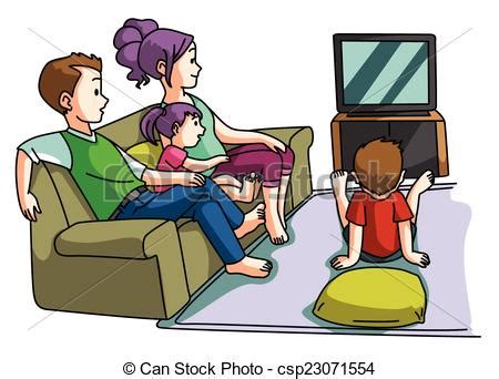Clipart Vector of Family watching tv time csp23071554 ...