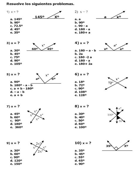 Club de Matemáticas Newton: Ejercicios de ángulos ...