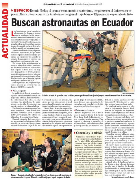 Cobertura de Noticias del Proyecto ESAA   Ecuador al espacio