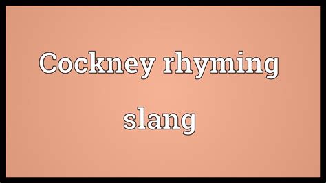 Cockney rhyming slang Meaning   YouTube