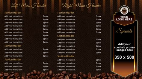Coffee Shop Menu Board ONELAN Digital Signage Layout ...