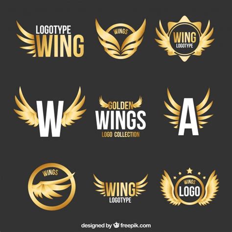 Coleção de logotipos modernos de asas douradas | Baixar ...