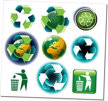 Colección de 6 símbolos sobre el reciclaje ...