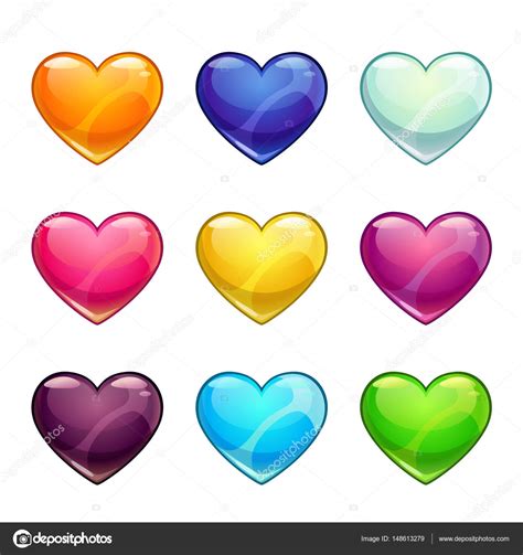 Colección de corazones de colores brillante — Vector de ...