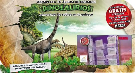 Colección de cromos de dinosaurios con el periódico Marca