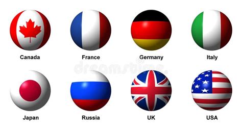 Collage Des Drapeaux Des Pays De G8 Avec Des Labels ...