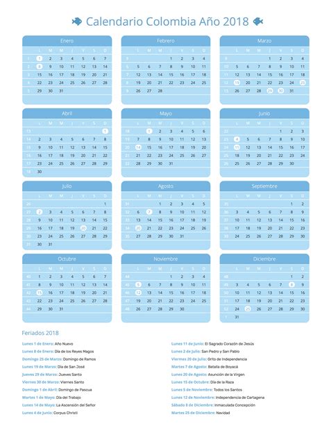 Colombia Calendario 2018 Related Keywords Colombia ...
