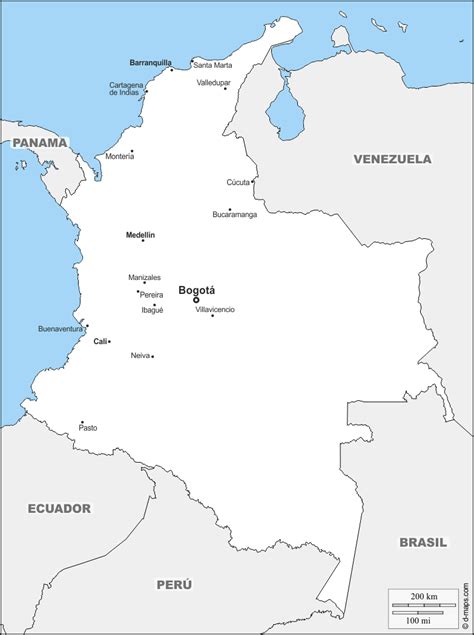 Colombia Mapa gratuito, mapa mudo gratuito, mapa en blanco ...