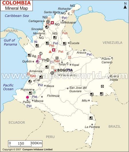 Colombia Mineral Map of Columbia south america capital ...